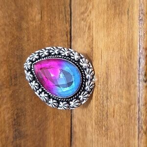 Ametrine German Silver Statement Ring Size 9